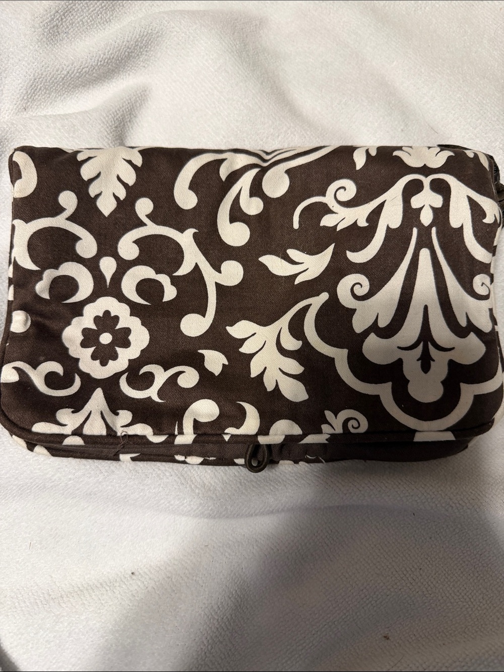 Vera Bradley Brown and Cream Floral Damask Cosmetic Case